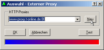 Fenster: 'Auswahl - Externer Proxy'