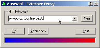 Fenster: Auswahl - Externer Proxy